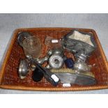 A SILVER CRUET SET and a collection of similar items