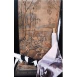 A TAPESTRY WALL HANGING and two rolls of fabric