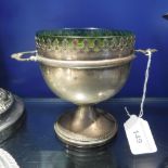 WMF PLATED SUGAR BOWL and green glass liner