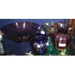 A WHITEFRIARS PURPLE GLASS BOWL and similar glassware