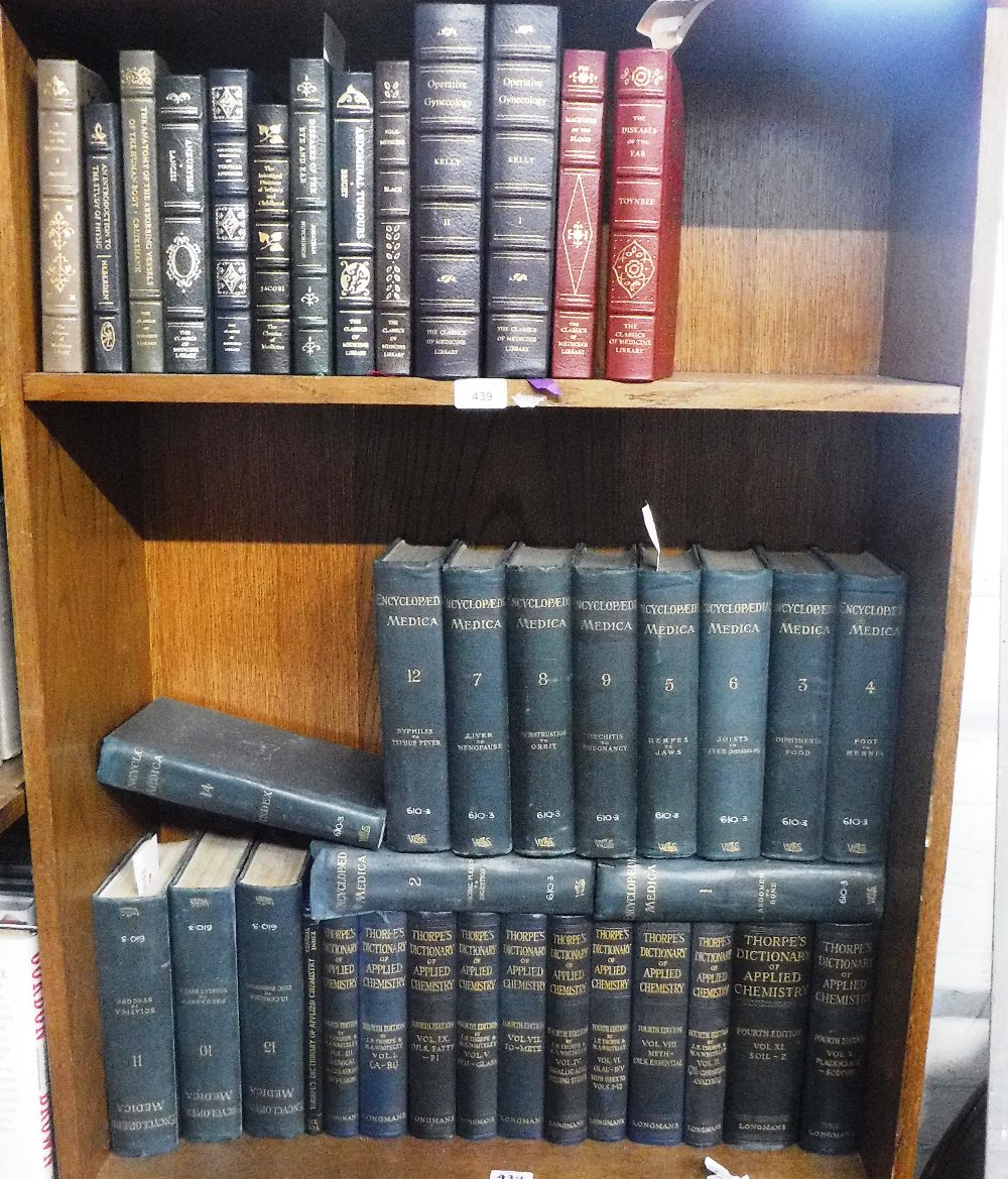 'THE CLASSICS OF MEDICINE LIBRARY' various vols and 'Thorpes Dictionary of Applied Chemistry' and