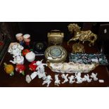 A COLLECTION OF BISQUE WEDDING CAKE DECORATIONS and other sundries