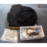 A QUANTITY OF EPHEMERA, powder compacts, sewing items, beadwork purse and textile