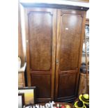 AN EARLY 20TH CENTURY GEORGE III STYLE BOW-FRONTED MAHOGANY WARDROBE 45"wide