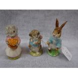 BESWICK: A COLLECTION OF BEATRIX POTTER FIGURES, Miss Moppet (gold mark to the base), Peter Rabbit