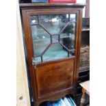 AN EDWARDIAN MAHOGANY AND SATINWOOD BANDED GLAZED DISPLAY CABINET 22" wide