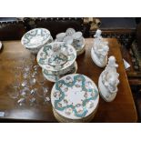 A 19TH CENTURY PORCELAIN DESSERT SERVICE with turquoise, gilt and floral decoration, a set of