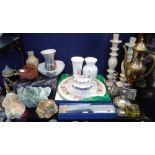 A ROYAL WORCESTER 'ROYAL GARDEN' CAKE PLATE, other ceramics, metalware, mineral specimens and coins