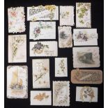 A COLLECTION OF VICTORIAN GREETINGS CARDS, all with embossed decoration (17) Condition: all appear