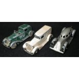 TOOTSIETOYS: A 1930S AMERICAN AMBULANCE, a green Sedan and a similar streamline car (3) Condition: