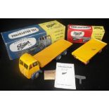 SHACKLETON TOYS: A MECHANICAL 'FODEN' F.G FLAT BED LORRY in yellow, with blue wings, with