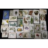 A COLLECTION OF VICTORIAN GREETINGS CARDS, all with floral decoration (33) Condition: some have been