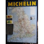A VINTAGE MICHELIN ROAD MAP OF ENGLAND & WALES, in tin, 1966 edition from a car garage, a Vintage '