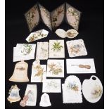 A COLLECTION OF VICTORIAN GREETINGS CARDS, including a four-fold card in the form of a screen and