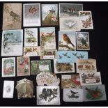 A COLLECTION OF VICTORIAN GREETINGS CARDS depiction birds (28) Condition: some have been removed