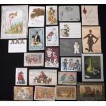 A COLLECTION OF VICTORIAN GREETINGS CARDS, including gnomes and musicians (22) Condition: a few have