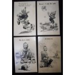 FIRST WORLD WAR INTEREST: A SET OF FOUR 'BAMFORTH' COMICAL POSTCARDS depicting 'Kaiser Bill'