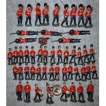 A LARGE COLLECTION OF EARLY 20TH CENTURY WHITE METAL SOLDIERS (probably Britains) all in red