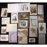 A COLLECTION OF VICTORIAN GREETINGS CARDS, mainly New Year and Birthday, (20) Condition: mostly in