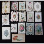 A COLLECTION OF VICTORIAN PAPER LACE GREETINGS CARDS and similar (16) Condition: all have been