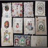 A COLLECTION OF VICTORIAN PAPER LACE GREETINGS CARDS (11) Condition: one is backed with card¦one