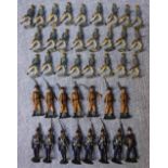 BRITAINS: A SET OF EARLY 20TH CENTURY WHITE METAL SOLDIERS in grey uniforms and yellow and black