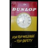 A VINTAGE LATE 1950S EARLY 1960S 'DUNLOP' THERMOMETER from a garage, inscribed 'FOR TOP MILEAGE