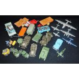 DINKY TOYS: A COLLECTION OF PLANES, military vehicles and similar items Condition: these have all