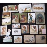 A COLLECTION OF VICTORIAN GREETINGS CARDS depicting dogs (20) Condition: nearly all have been