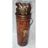 A MACFARLANE & LANG & CO BISCUIT TIN in the form of a golf bag, circa 1913 with golf club section