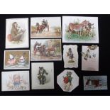 A COLLECTION OF VICTORIAN GREETINGS CARDS, depicting horses and animals (11) Condition: most have