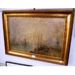 J D MORRIS: A 19th century oil on canvas, Dutch Canal scene