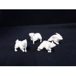 FOUR SMALL CARVED ORIENTAL IVORY ANIMALS