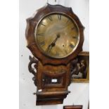 A 19TH CENTURY WALNUT-CASED AMERICAN WALL CLOCK with brass dial