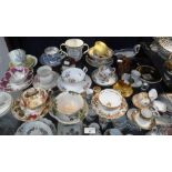 A COLLECTION OF 19TH CENTURY AND LATER CUPS AND SAUCERS and other items including a miniature