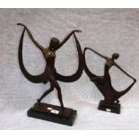 AFTER 'C. MIRVAL' A REPRODUCTION ART DECO STYLE BRONZE of a semi-nude dancing woman, and a similar