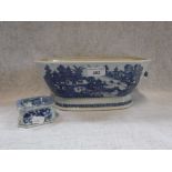 A CHINESE BLUE AND WHITE TUREEN BASE and similar table salt