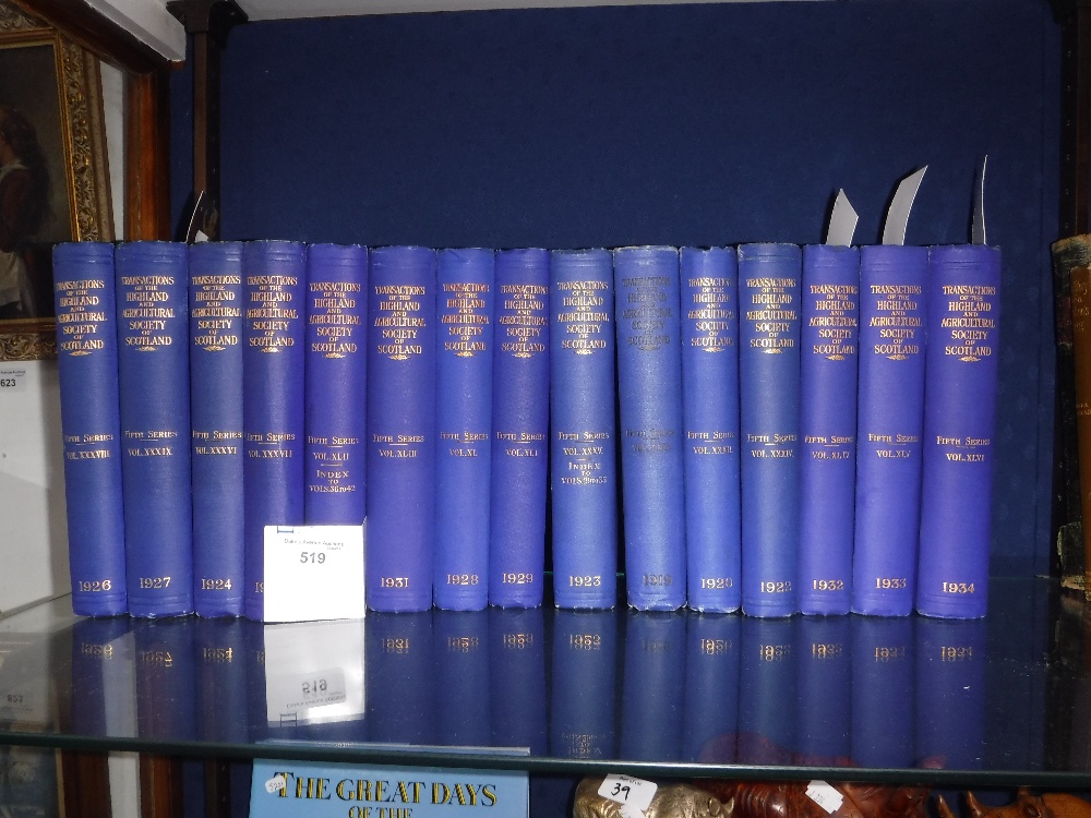 'TRANSACTIONS OF HIGHLAND AND AGRICULTURAL SOCIETY OF SCOTLAND', 1919-1934 (lacking 1921) (15