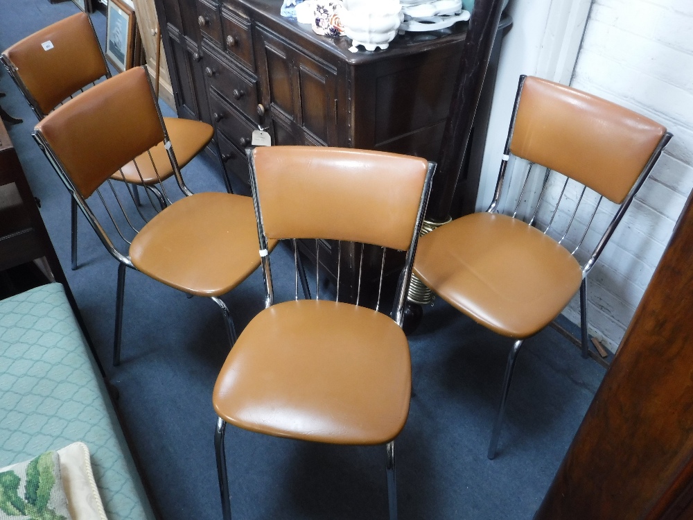 A SET OF FOUR VINTAGE 1970'S 'KERON' CHROME FRAMED KITCHEN CHAIRS