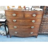 A GEORGE III MAHOGANY BOWFRONTED CHEST OF DRAWERS 41" high x 42" wide