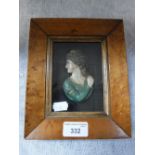 A RELIEF MOULDED PORTRAIT of the actress Sarah Siddons, in a maple frame