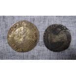 GREAT BRITAIN, MIXED COINS , Edward VI 1547-53 Shilling, facing bust, gilt with graffiti otherwise
