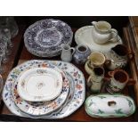 A 19TH CENTURY MASON'S IRONSTONE MEAT PLATE and similar ceramics to include Torquay ware