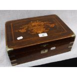 A 19TH CENTURY ROSEWOOD AND MARQUETRY INLAID BOX