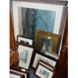 THREE SMALL VICTORIAN WATERCOLOURS and a collection of prints