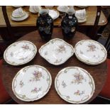 A COPELANDS PART DESSERT SERVICE, retailed by 'T Goode & Co' and a pair of Spode vases, with Royal