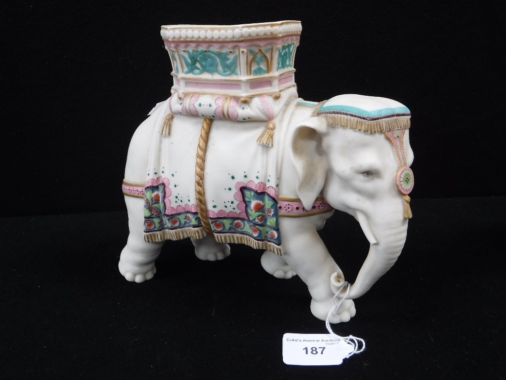 A WORCESTER PARIAN MODEL of an elephant and Houda with stamp marks 'Hadley'