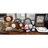A COLLECTION OF 1950'S/60'S CLOCKS, a barometer and an Edwardian mantel clock