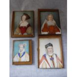 A COLLECTION OF FOUR ELIZABETHAN STYLE MINIATURES ON IVORY