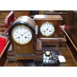 A VICTORIAN WALNUT CASED MANTEL CLOCK, inscribed on the white enamel dial, 'Aubert & Co 252 Regent